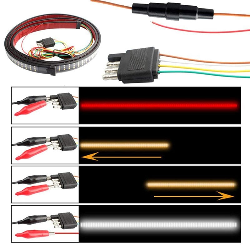 SOCAL-LED LIGHTING Triple Row LED Tailgate Light Bar 48 Inch LED Flexible Strip for Truck 5 Functions Red White Yellow Switchback, Sequential Turn Signal/Reverse/Brake/Tail Light Kit - Image 3